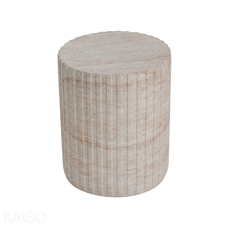 Outdoor/Indoor Lightweight Concrete Side Table,Travertine Finish