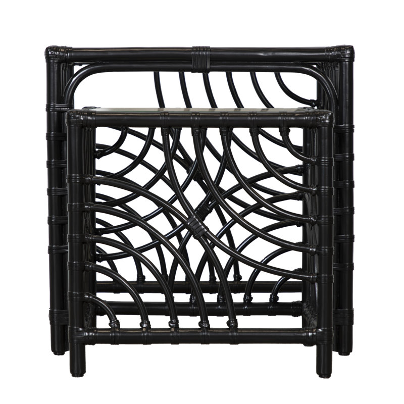 Swirl Glass Nesting End Table, Black