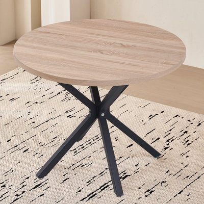 39” Round Dining Table [Metal Cross Legs] for 4, Mid-Century Kitchen Leisure Table for Apartment Living Room Space Saving