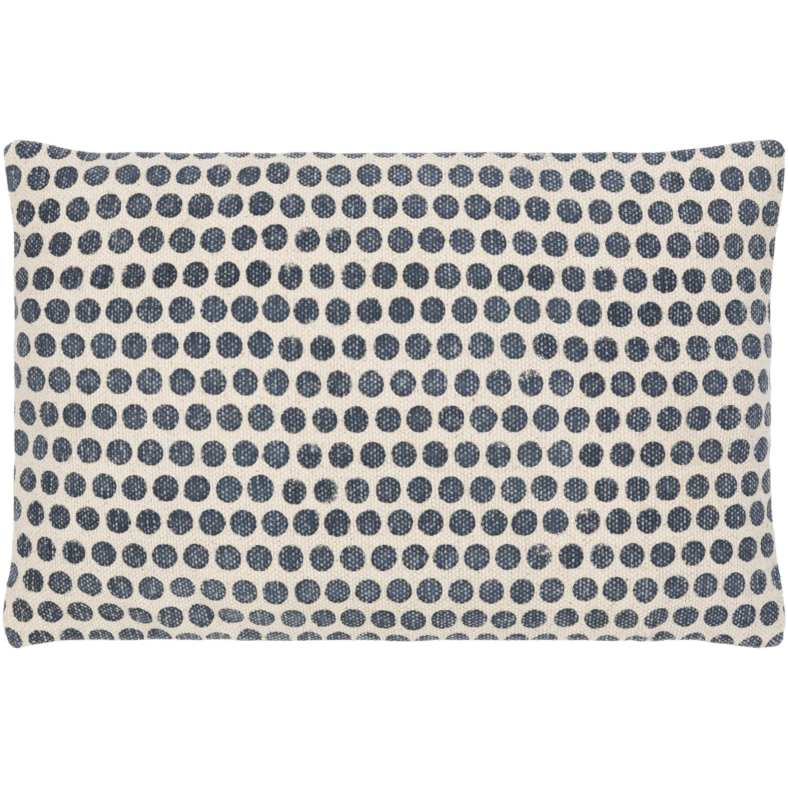 Zetta Polka Dots Cotton Throw Pillow, Light Beige/Dark Blue, Polyester/Polyfill