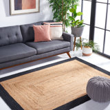 Tapis beige / noir en jute / coton tissé à plat à la main Middleton
