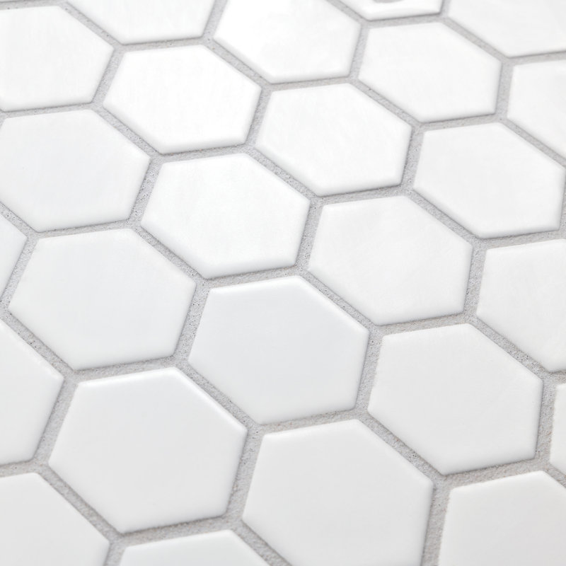 Hudson Due 2.2" x 2.2" Hex Porcelain Mosaic Floor And Wall Tile, Matte White