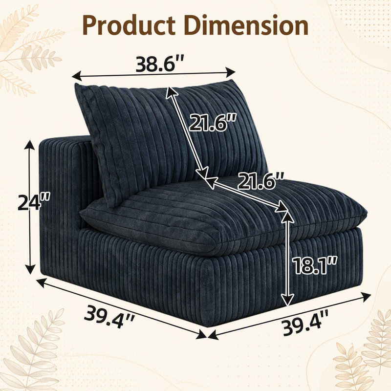 1 siège du milieu + 1 repose-pieds - BLEU, Blue Fabric