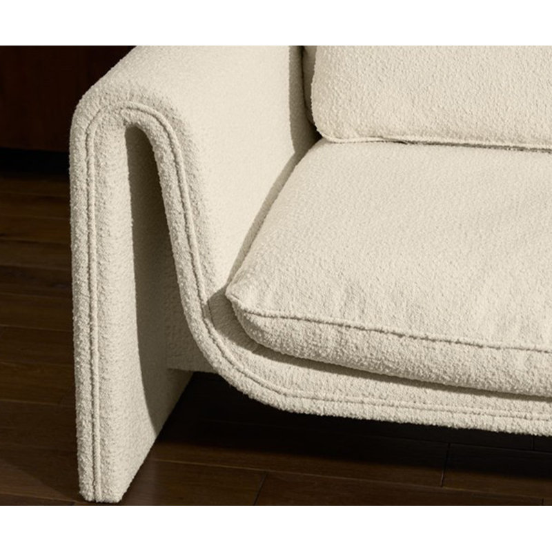 Causeuse-coussin en velours beige, H 28,35 po x l 86,61 po x P 39,37 po, Beige