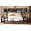 Structure de lit superposé simple pour les petits espaces de chambre à coucher Métal noir profond avec tablettes de rangement Bande lumineuse à DEL et multiprise USB-129460991