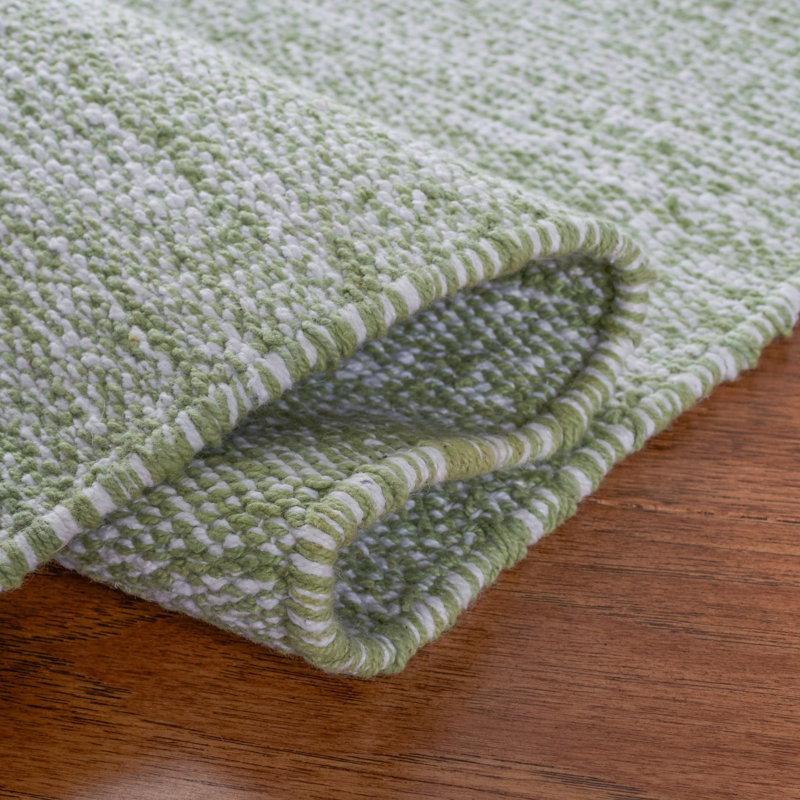 Tapis de couleur unie en coton tissé à la main Mohnton, Rectangle 2 pi 3 po x 3 pi 9 po