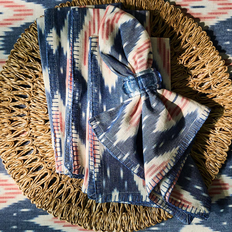 Ikat Napkin - Blue/Pink