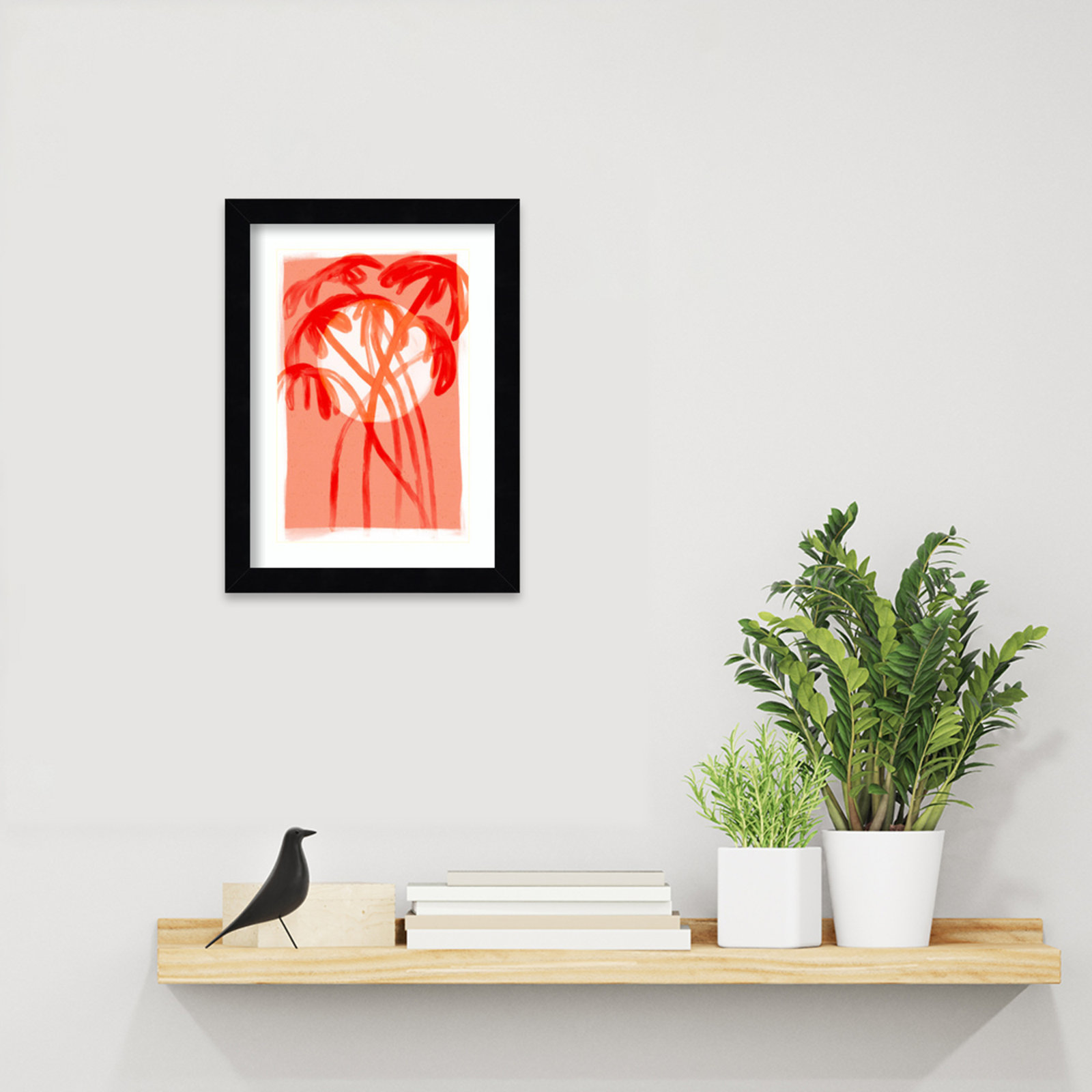 Galya "Palms at Sunset" Print by Treechild, Black, 13" H x 10" W