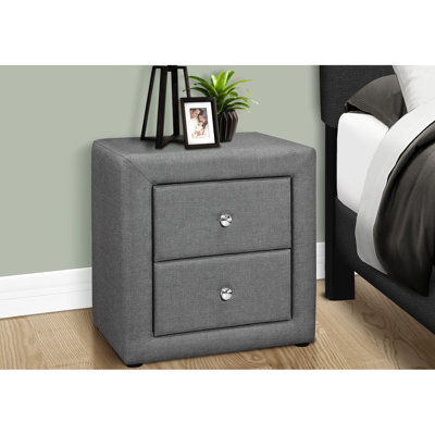 Table de chevet pour chambre à coucher - aspect lin gris, tiroirs de rangement à 2 tiroirs, utilisation de l'espace