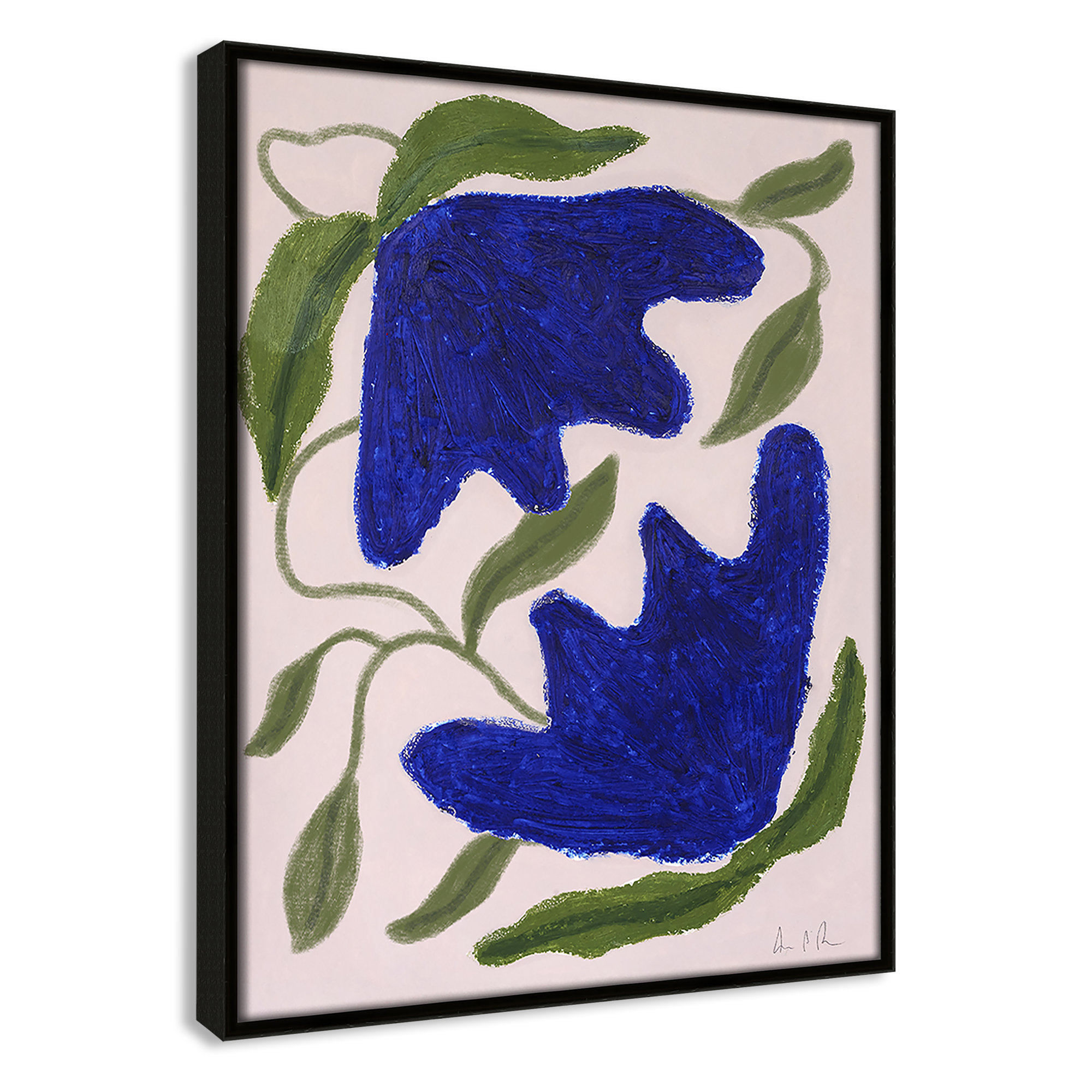 Blue Anemones No. 02 Print by Camilla Bergqvist, Espresso, 15.5" H x 12.5" W