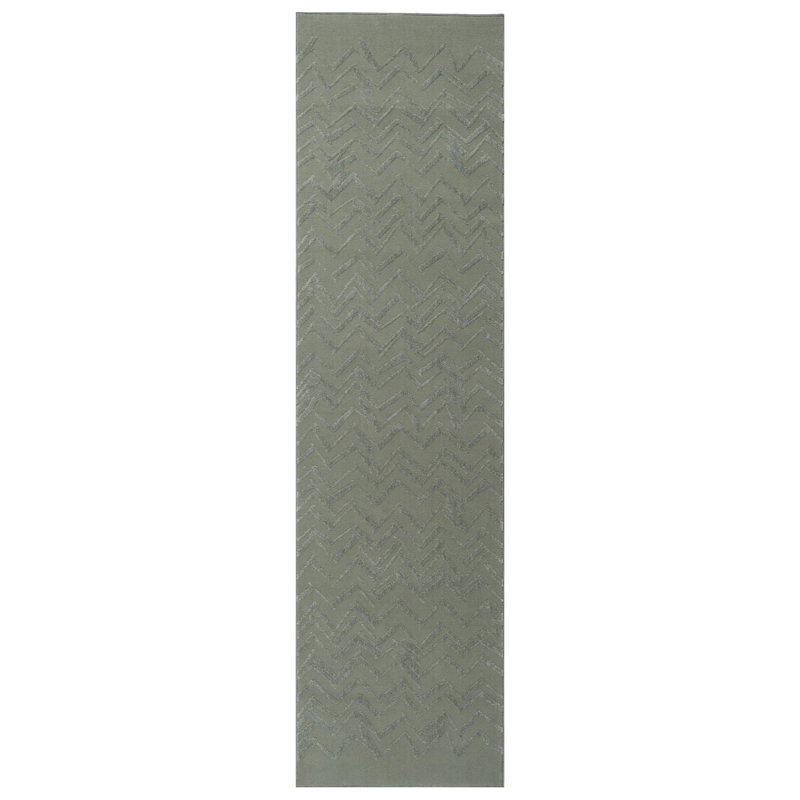 Zig Washable Rug, Green, 2'7" x 9'2"