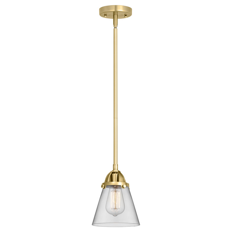 Mini-luminaire suspendu à 2 lumières en forme de cône 1 lumière Nouveau - ampoule non incluse, Clair, Or satiné