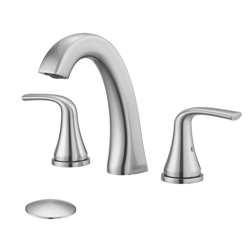 Widespread Bathroom Faucet,2 Handle Stainless Steel Bathroom Sink Faucet for 3 Holes, Brushed Nickel