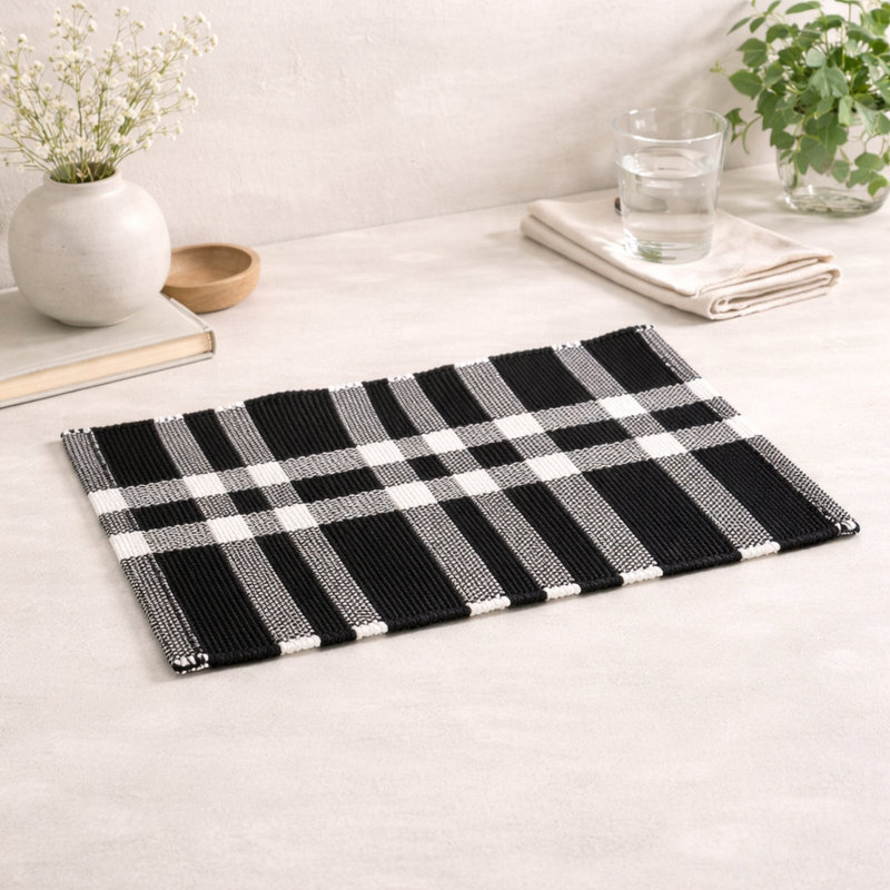 Polyester Striped Placemat, Charcoal