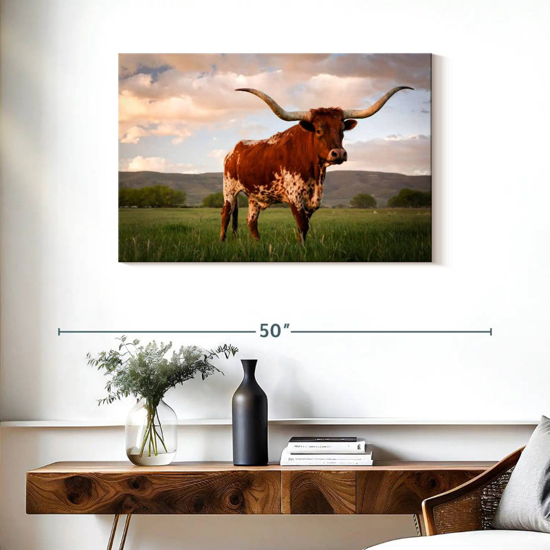 Brown Texas Longhorn, 24" H x 36" W
