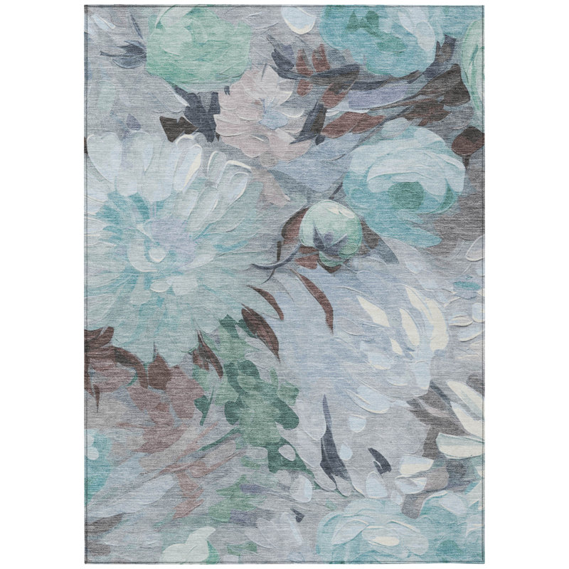 Machine Washable Indoor/Outdoor Jenning ACN2264 Floral Rug, Rectangle 5' x 7'6"