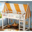 Lit mezzanine simple avec auvent, lumières DEL et bibliothèque, parfait pour les chambres d'enfants et peu encombrant