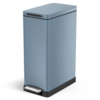 Poubelle de cuisine mince en acier inoxydable avec pédale et couvercle à fermeture douce, bleu ardoise 12 gallons Home Zone Living