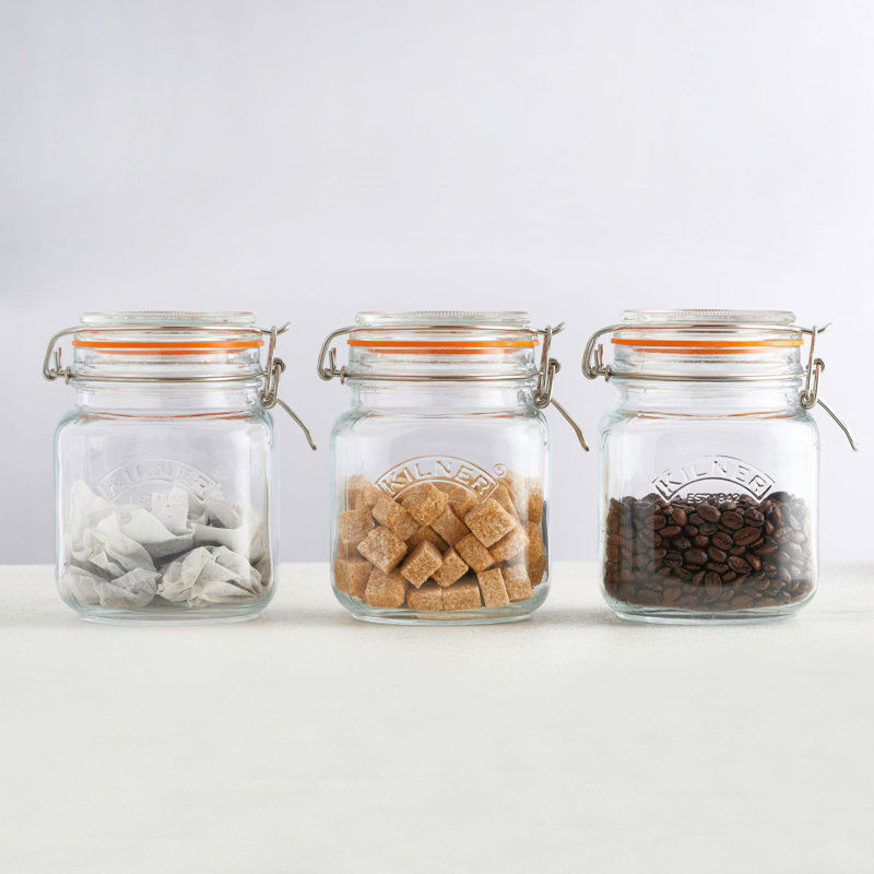 Kilner clip top square jar, 1L, 3