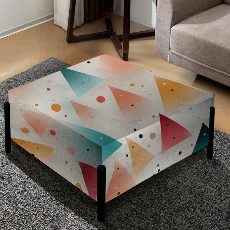 Tissu avec des triangles de couleur pastel - Grand repose-pieds carré géométrique