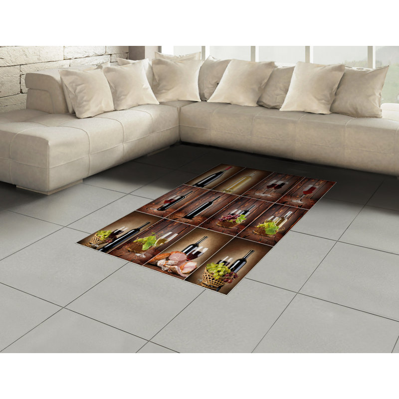 Tapis décoratif à fibres longues haute densité en polyester et coton à motif de vignoble, Rectangle— 4 pi x 5 pi 8 po