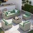 Demasi 6-Person Patio Furniture Set With Comfortable Cushions And Glass Table
