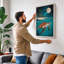 Turtle Under Moonlight Coastal - Wrapped Canvas-460059520-460059527