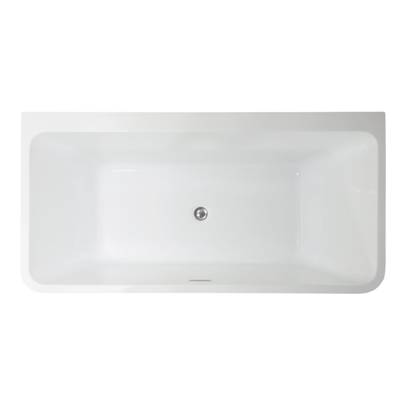 67  inch Freestanding Acrylic Bathtub in Glossy White