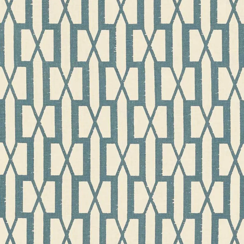 Tissu belvédère Schumacher x Veere Grenney, Bleu paon