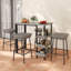 Table de bar d'extérieur 43,5 po avec plateau en verre trempé et 3 tablettes en rotin