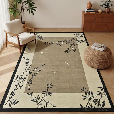Tapis oriental oriental à imprimé fleurs de cerisier