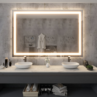 Miroir de salle de bain à DEL sans cadre 