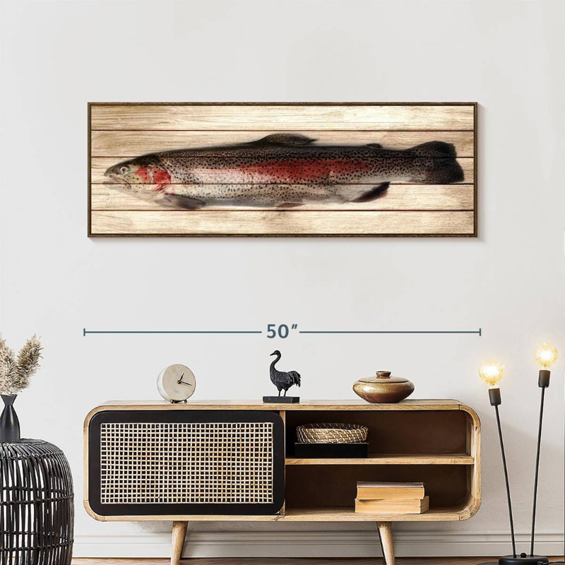 Trout, 49" X 17", Floating Frame Walnut