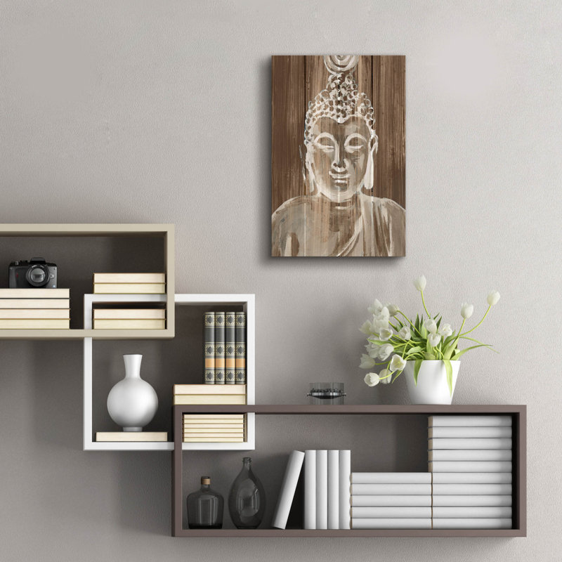 Art mural épique «Bouddha sur bois 4» par Annie Warren, 16 po x 24 po, H 24 po x l 16 po