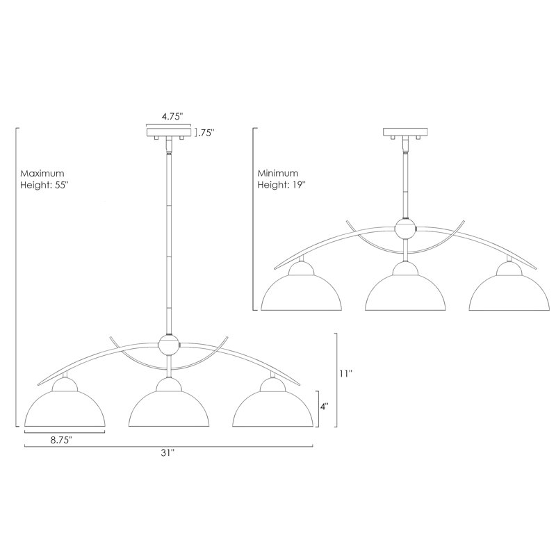 3 - Light Kitchen Island Pendant