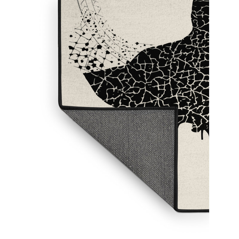 Soft Plush Forbell Flamenco Dancer Global Inspired Moroccan Area Rug in Beige – Black Binding, 8x12