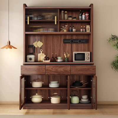 Nut-brown Solid + Manufactured Wood Glass Sideboard