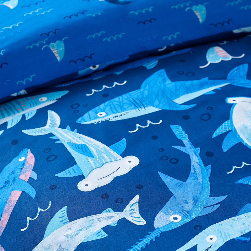 Jawsome Shark Reversible Duvet Cover Set, Twin Duvet Cover + 1 Standard Pillowcase