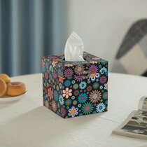 Facial Rectangular Tissue Box Holder for Your Bathroom, Office or Vanity  with Decorative World Map Design