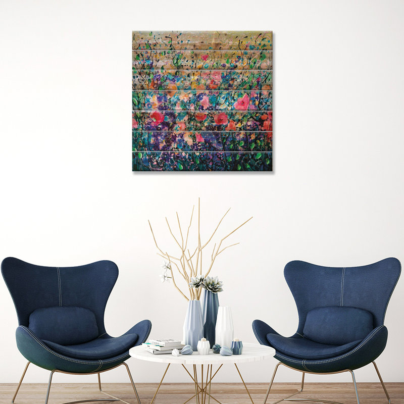 Fleurs colorées par Olena Art - peinture sur bois sans cadre