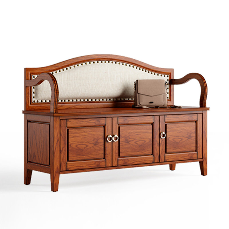 Banc de rangement rembourré pour chaussures, Beige / cerise