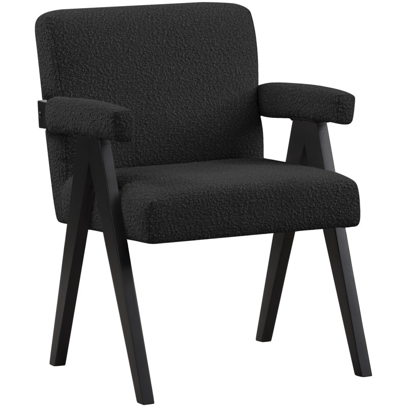 Lilabeth 24.5" W Boucle Fabric Accent Chair, Black Boucle Fabric