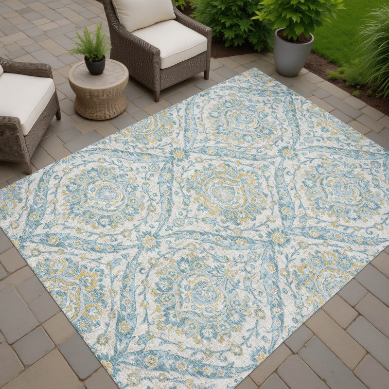Machine Washable Indoor/Outdoor Chantille ACN2703 Global Rug, Ivory, 3' x 5'