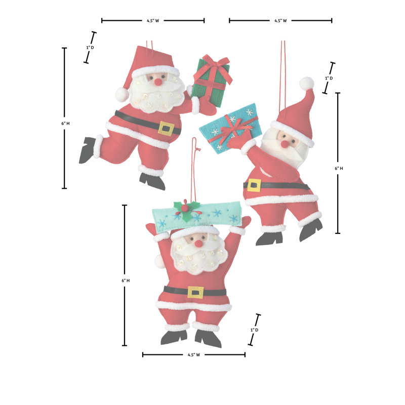 Ornements en feutre 6 "avec cadeaux 