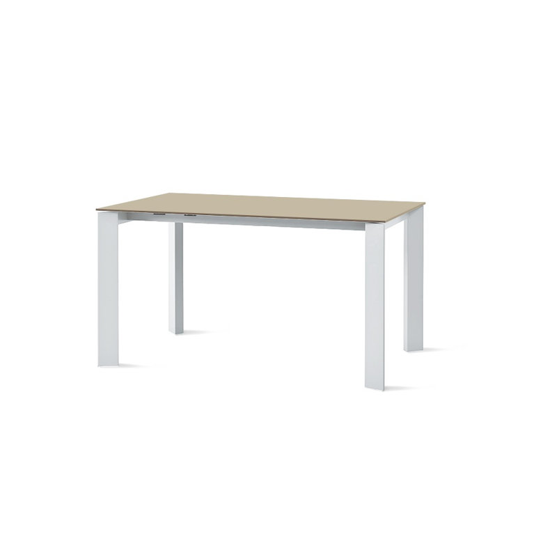 Cornelison Glass Top Dining Table, 75cm H x 160cm L x 90cm W, White, Bianco