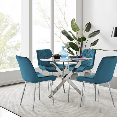 4 - Person Glass Top Pedestal Dining Set