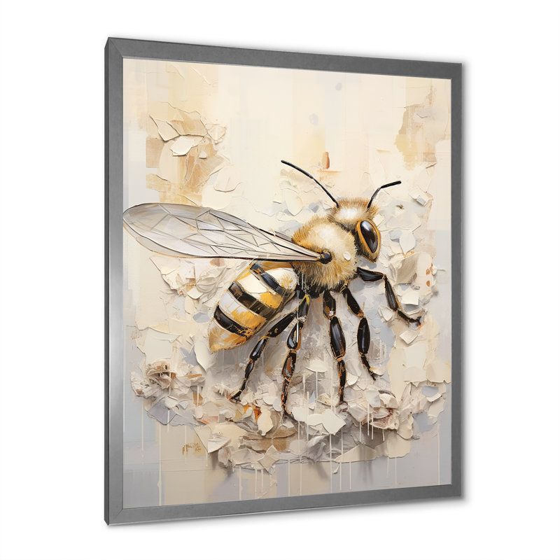 Minimalisme «Buzzing Bee I» sur toile, Cadre photo argenté, H 32 po x l 16 po x P 1 po