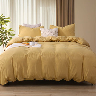 Soft Brushed Washed Cotton-Like Duvet Cover Set