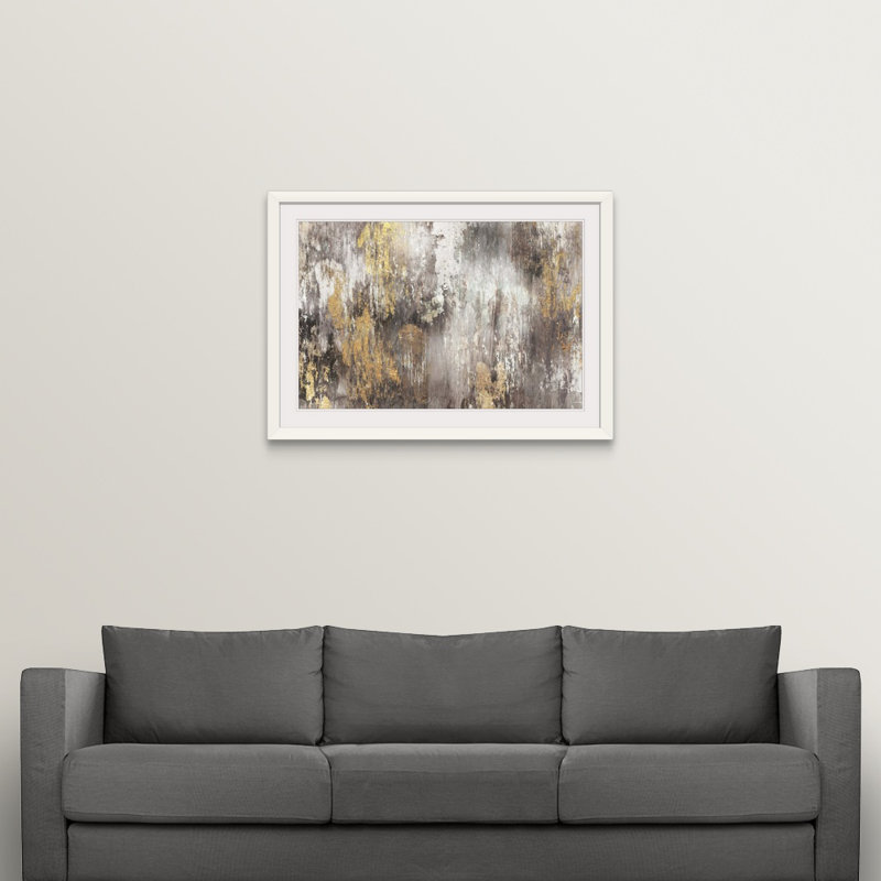 « Gold Ikat » Kaysen - impression, Cadre blanc, H 28 po x l 38 po x P 1 po