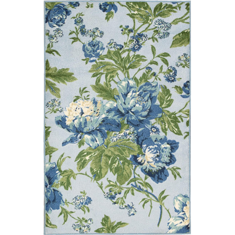 Youngsville Floral Blue Indoor/Outdoor Area Rug